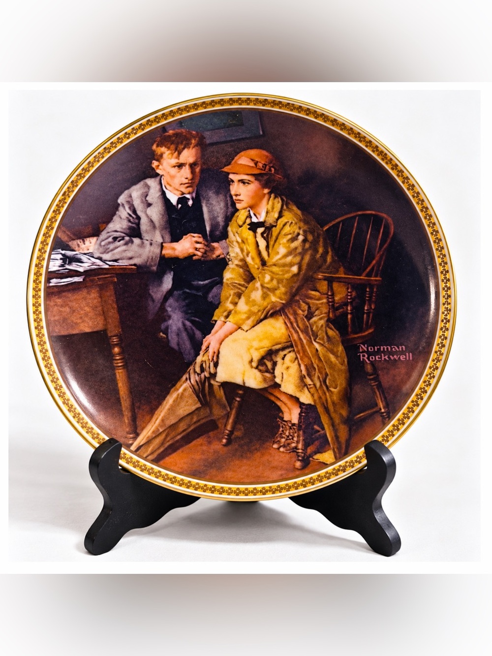 Norman Rockwell Confiding in Den Knowles Collector Plate 1984 Limited Edition VG